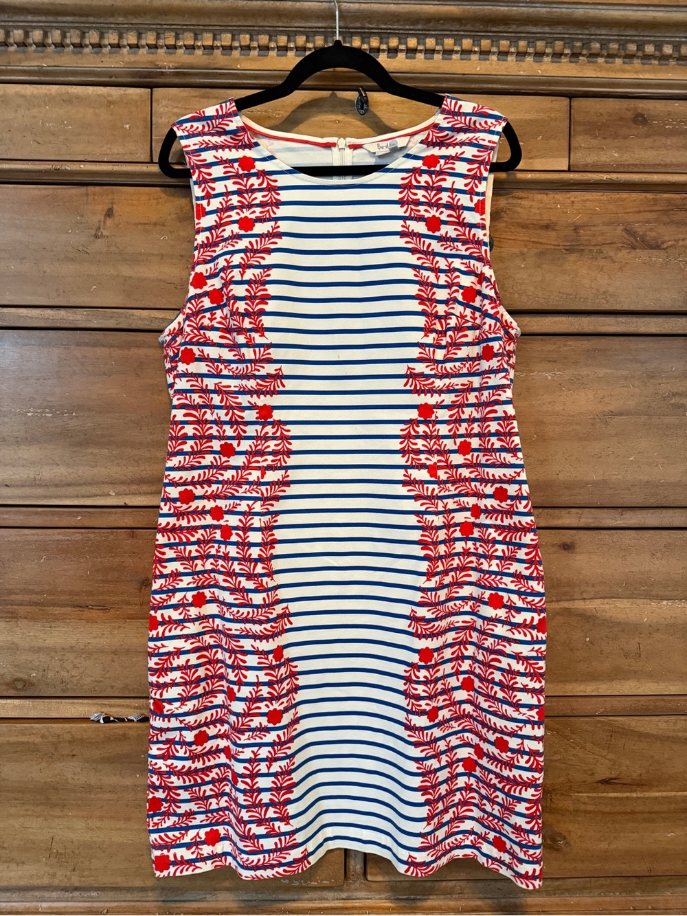 Boden Red & Blue Striped Floral Shift Dress